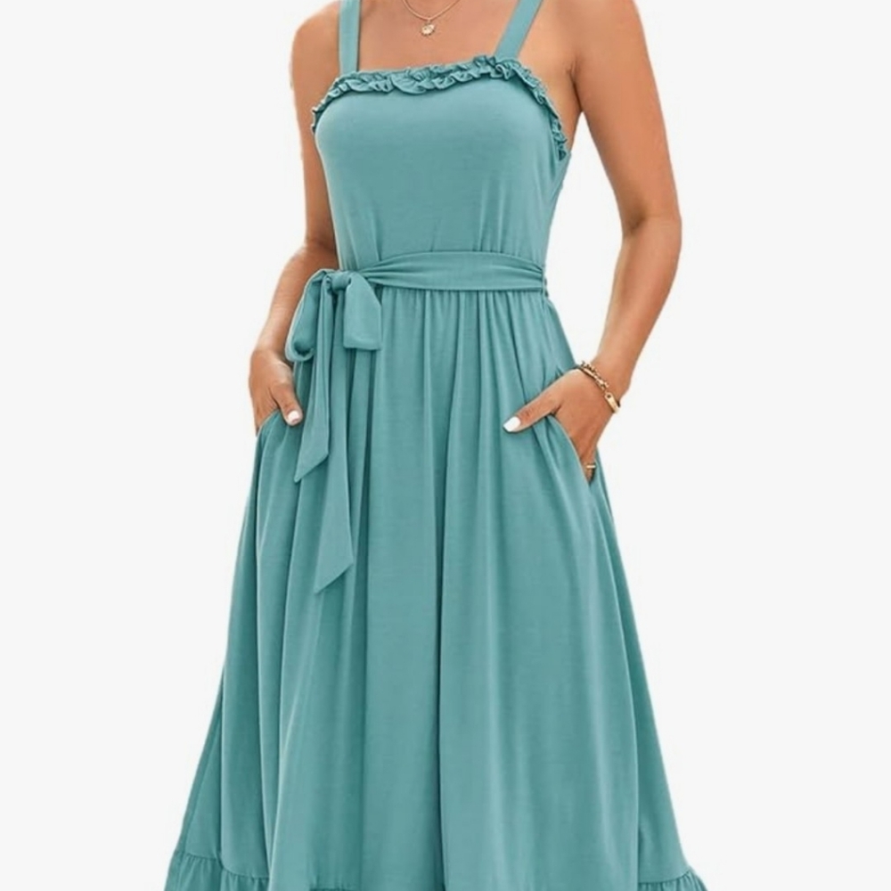 Square neck midi sun dress